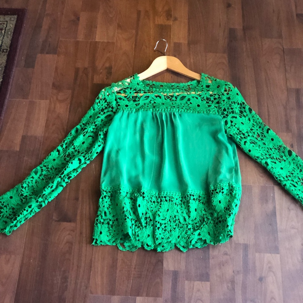 Sheer Top w/lace sleeves